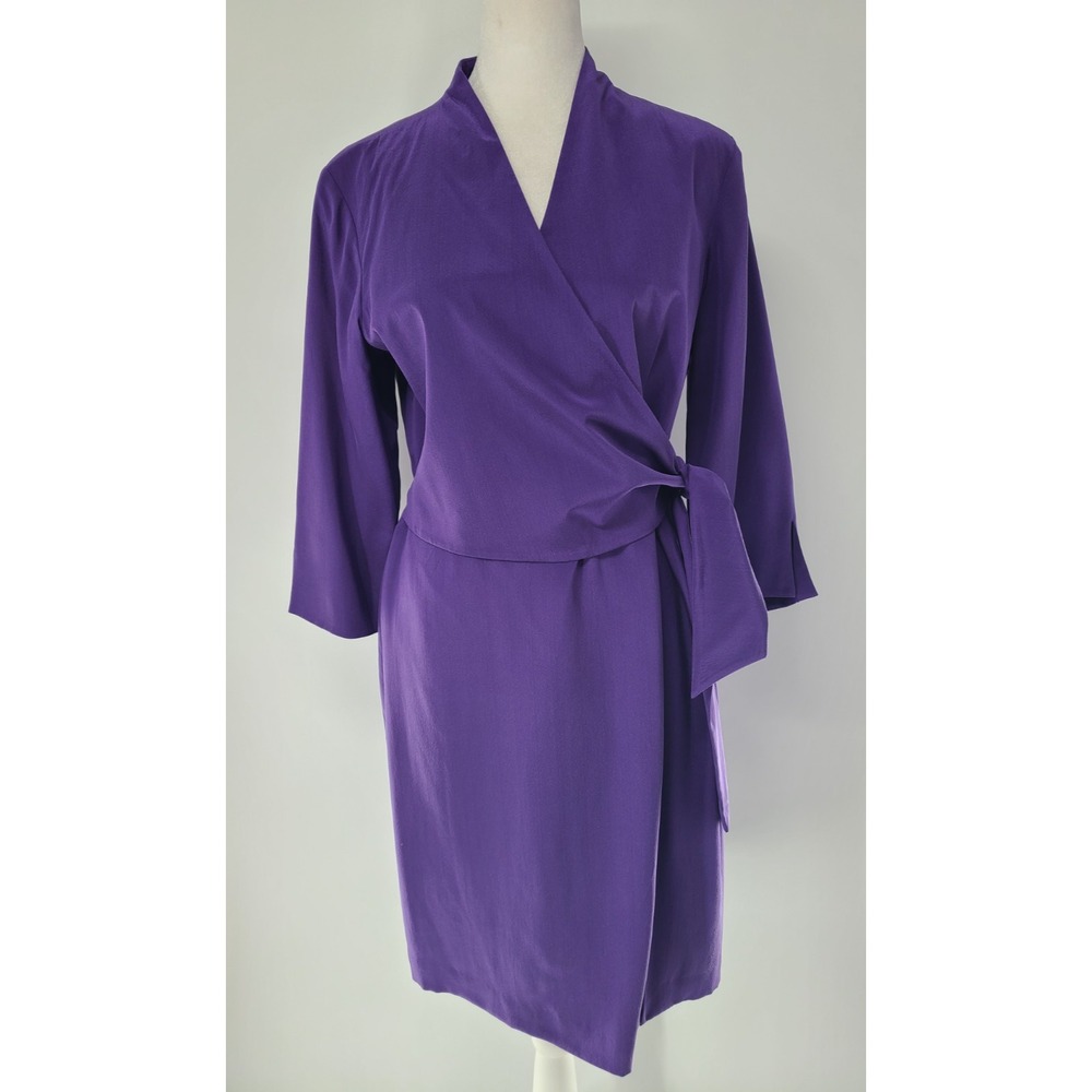 Coldwater Creek Wrap  Corpcore Silk Dress P10 NEW Purple Business Office Career